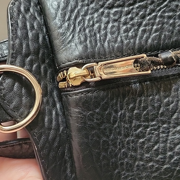 REBECCA MINKOFF Julian Large Backpack BLACK Gold Pebbled Leather - Picture 6 of 16